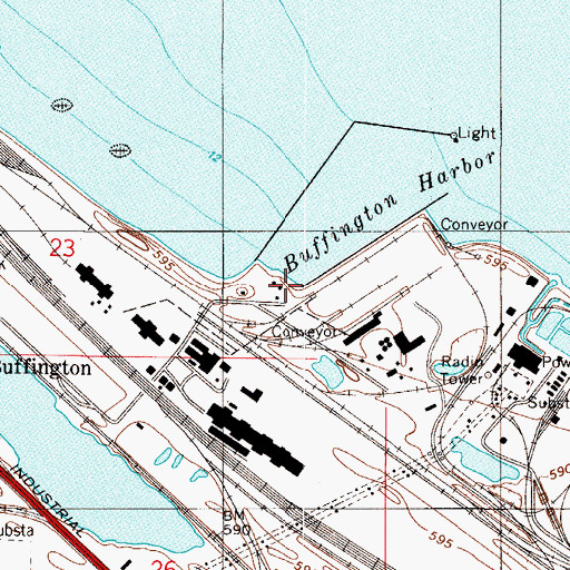 Topographic Map of Buffington Harbor Range Front Light, IN