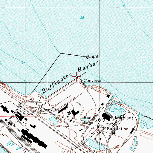 Topographic Map of Buffington Harbor Pierhead Light, IN