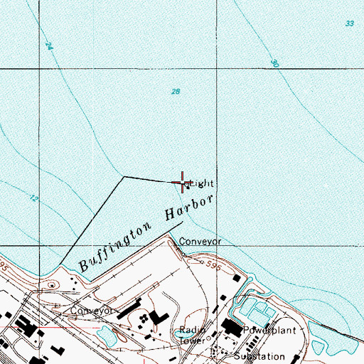 Topographic Map of Buffington Harbor Breakwater Light, IN