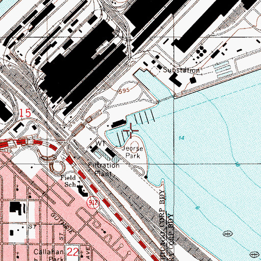 Topographic Map of Indiana Harbor Boat Club South Light, IN