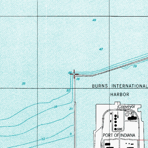 Topographic Map of Burns Haror West Light 4, IN