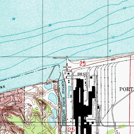 Topographic Map of Burns Waterway West Pier Inner Light, IN