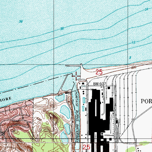 Topographic Map of Burns Waterway East Pier Light, IN