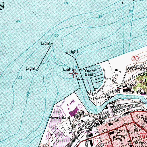 Topographic Map of Michigan City Harbor West Pierhead Light, IN