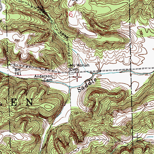 Topographic Map of Mount Moriah Post Office (historical), IN