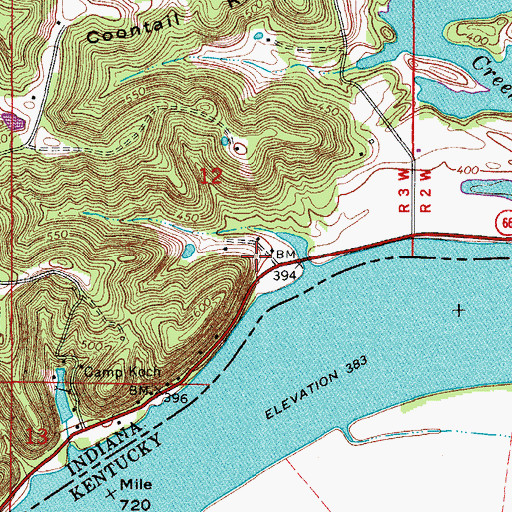 Topographic Map of Rock Island Post Office (historical), IN