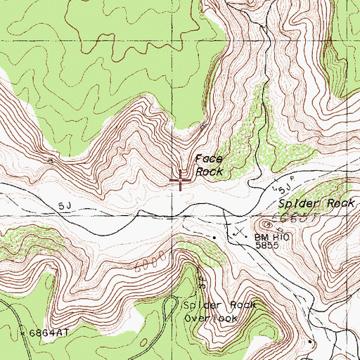 Topographic Map of Face Rock, AZ