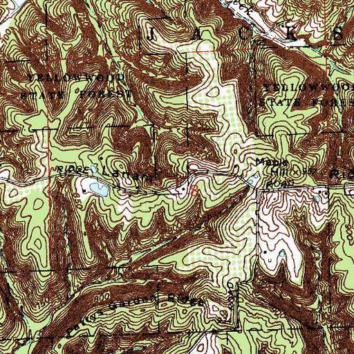 Topographic Map of Oak Farm Post Office (historical), IN