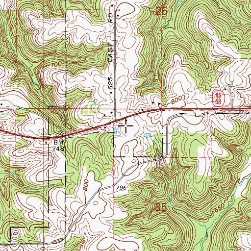 Topographic Map of Pleasant Ridge Post Office (historical), IN