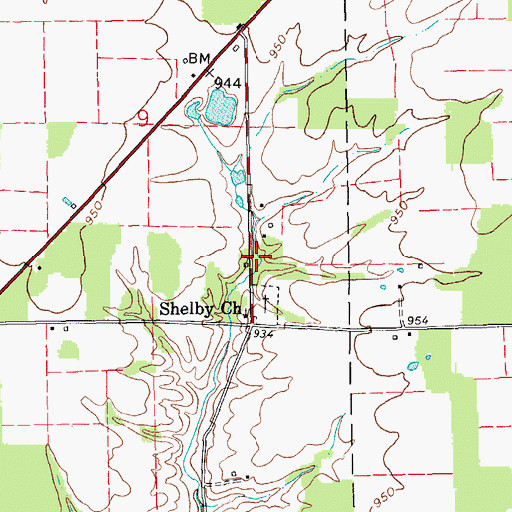 Topographic Map of Titusville Post Office (historical), IN