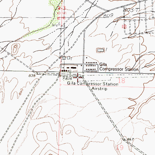Topographic Map of Gila Compressor Station Airport, AZ