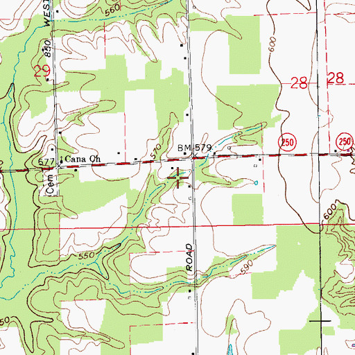 Topographic Map of Cana Post Office (historical), IN