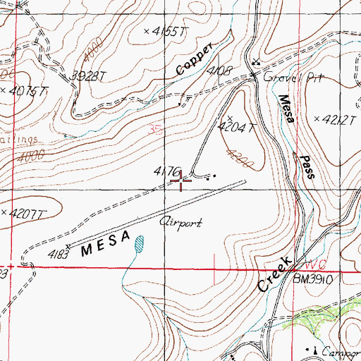 Topographic Map of Bagdad Airport, AZ