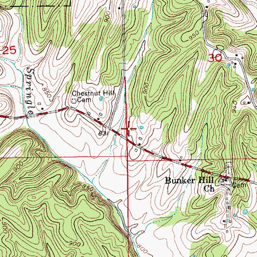 Topographic Map of Chestnut Hill Post Office (historical), IN