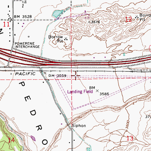 Topographic Map of Benson Airport, AZ
