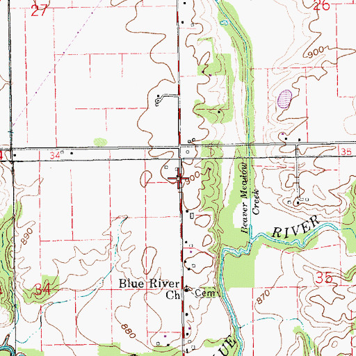 Topographic Map of Summer Post Office (historical), IN