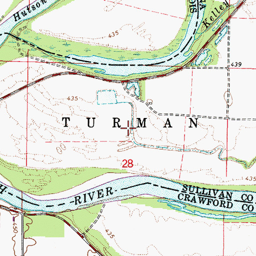 Topographic Map of Rose Creek Post Office (historical), IN