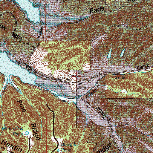 Topographic Map of Allens Creek Post Office (historical), IN
