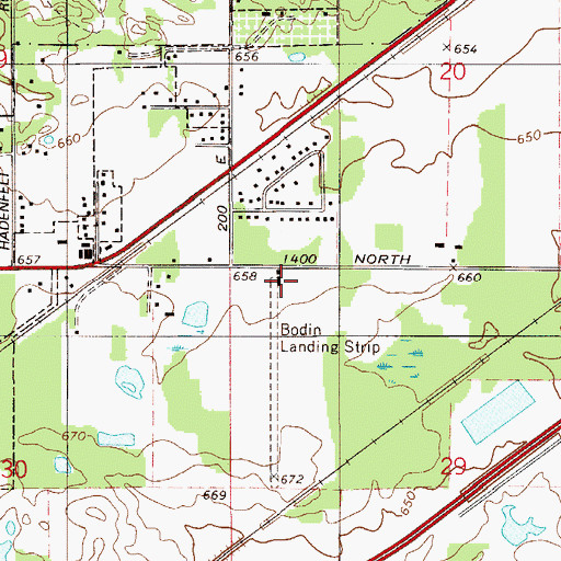 Topographic Map of Bodin Airport, IN