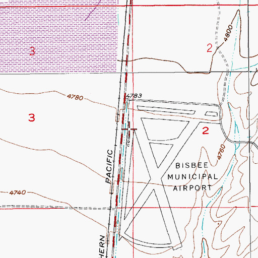 Topographic Map of Bisbee Municipal Airport, AZ