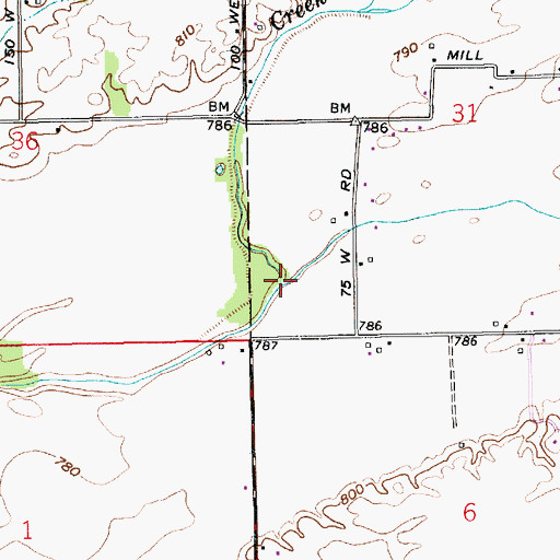 Topographic Map of Hills Branch, IN