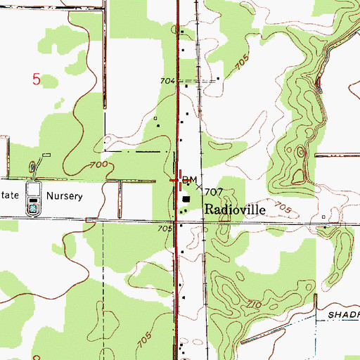Topographic Map of Radioville, IN