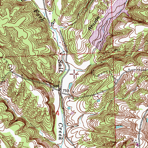Topographic Map of Rhude Hollow, IN