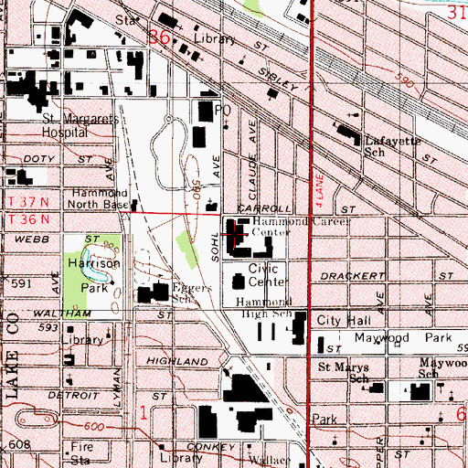 Topographic Map of Technical High School, IN