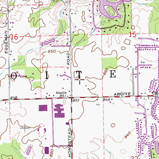 Topographic Map of Township of Aboite, IN