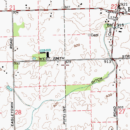 Topographic Map of Township of Adams, IN