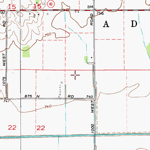 Topographic Map of Township of Adams, IN