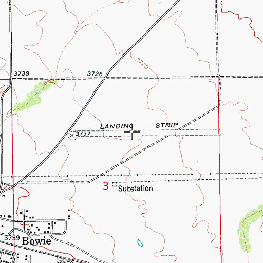 Topographic Map of Bowie Airport (historical), AZ