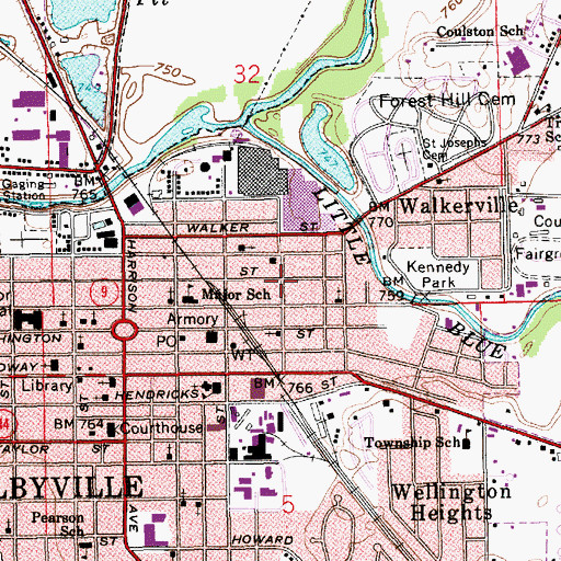 Topographic Map of Township of Addison, IN