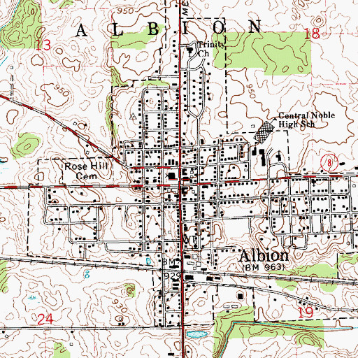 Topographic Map of Township of Albion, IN