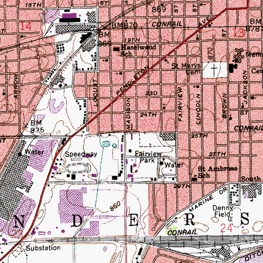 Topographic Map of Township of Anderson, IN