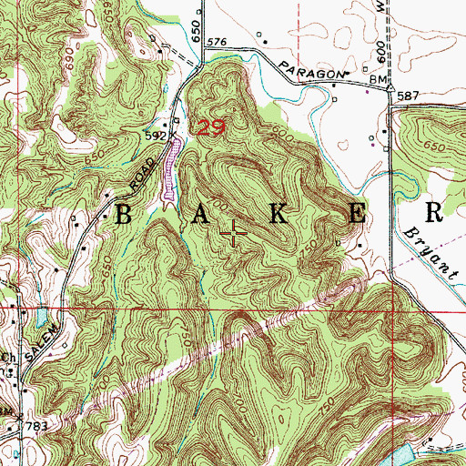 Topographic Map of Township of Baker, IN