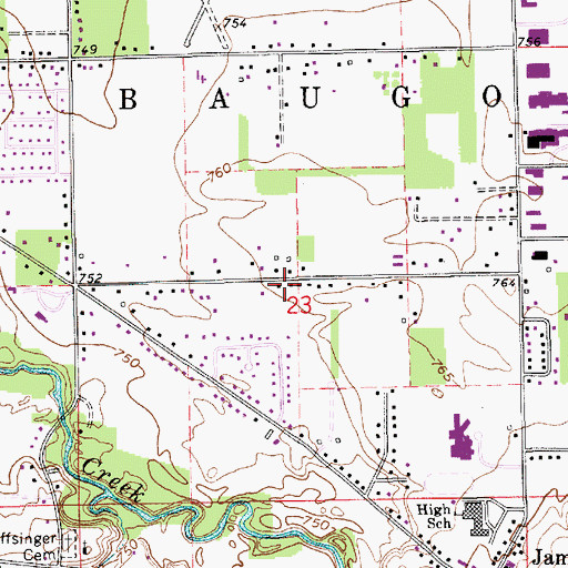 Topographic Map of Township of Baugo, IN