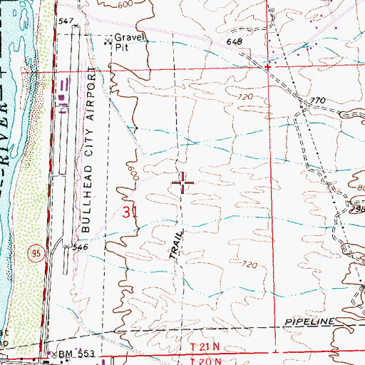 Topographic Map of Laughlin/Bullhead International Airport, AZ