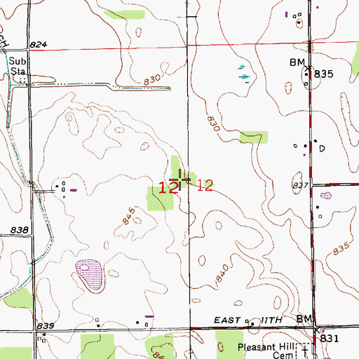 Topographic Map of Township of Bourbon, IN
