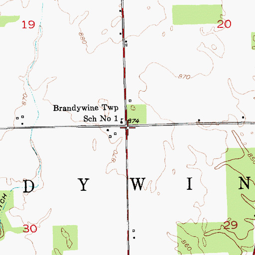 Topographic Map of Township of Brandywine, IN