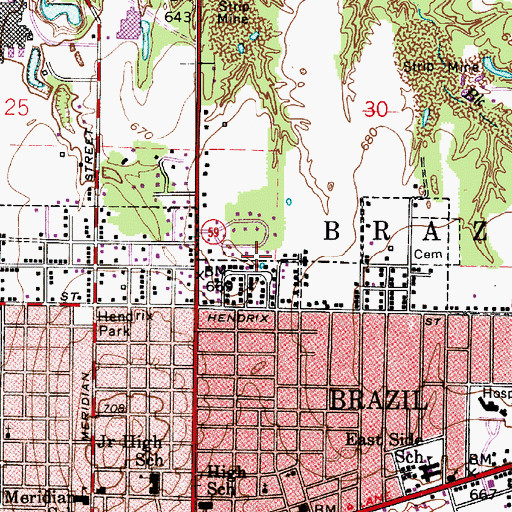 Topographic Map of Township of Brazil, IN