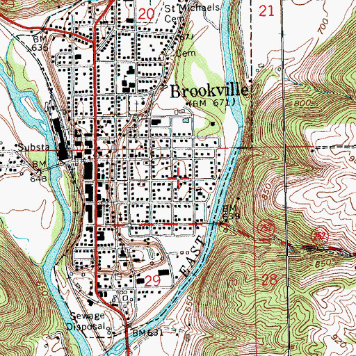 Topographic Map of Township of Brookville, IN