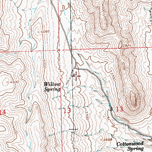 Topographic Map of Willow Springs Ranch Airport, AZ