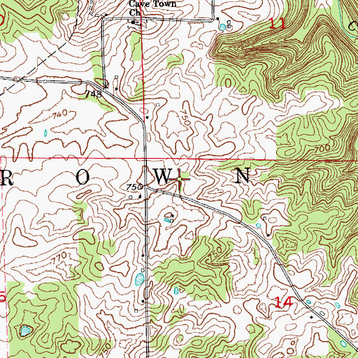 Topographic Map of Township of Brown, IN