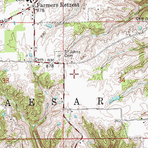 Topographic Map of Township of Caesar Creek, IN