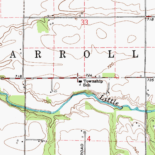 Topographic Map of Township of Carrollton, IN