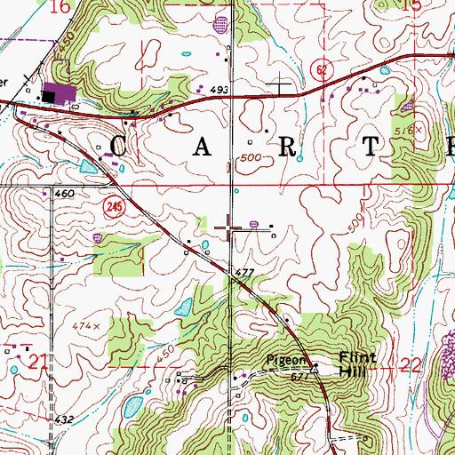 Topographic Map of Township of Carter, IN