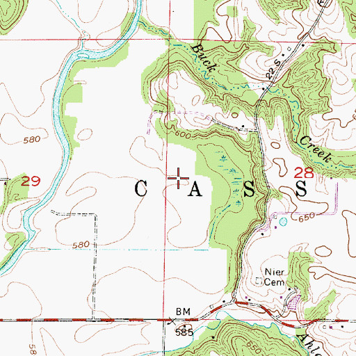 Topographic Map of Township of Cass, IN
