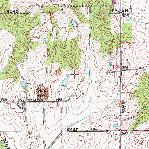 Topographic Map of Township of Cass, IN