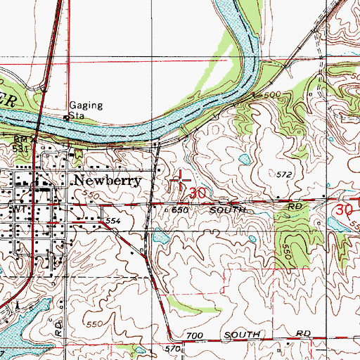 Topographic Map of Township of Cass, IN